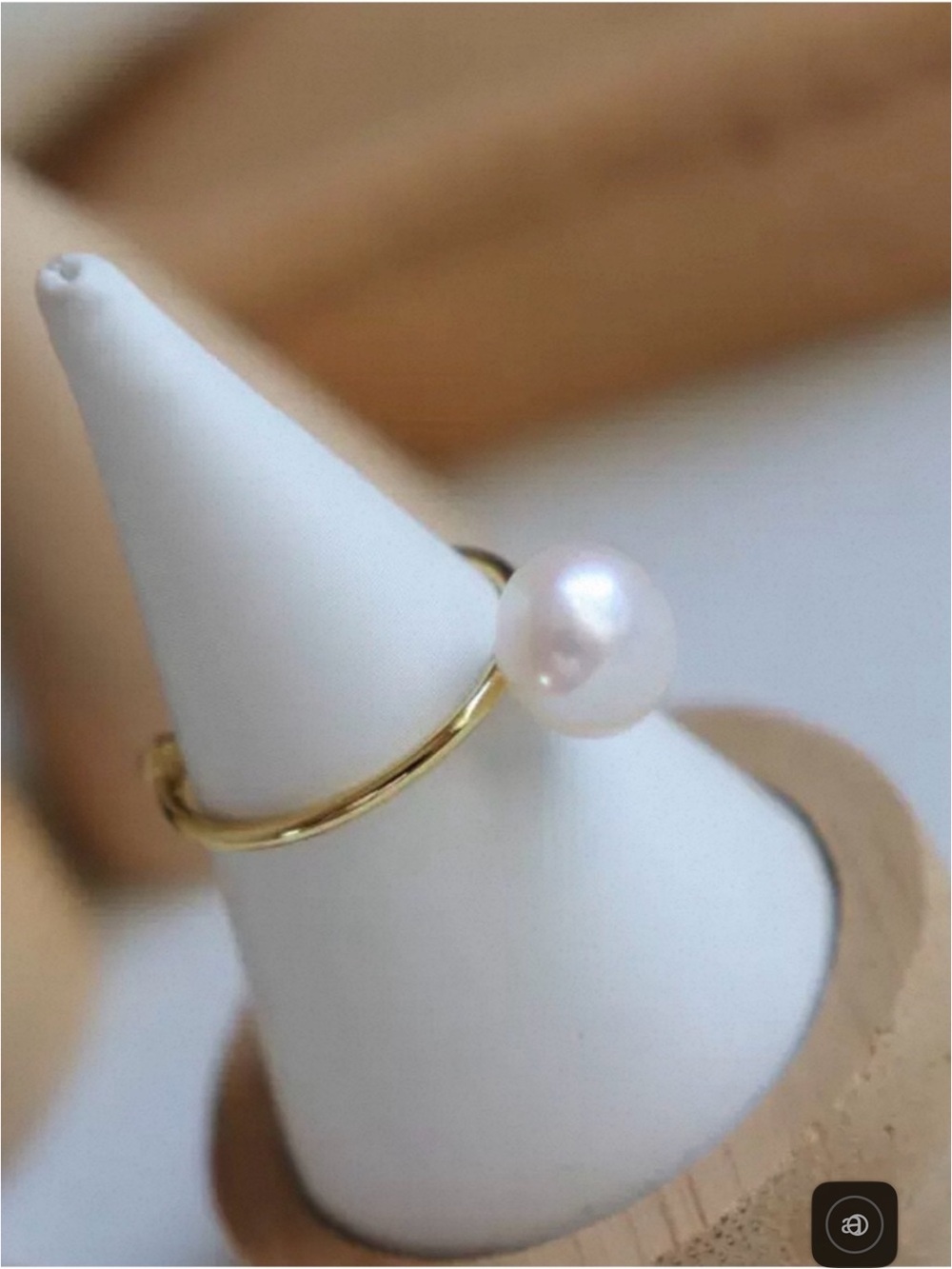 Gold Pearl Accent Open Ring - Picture 2 of 2